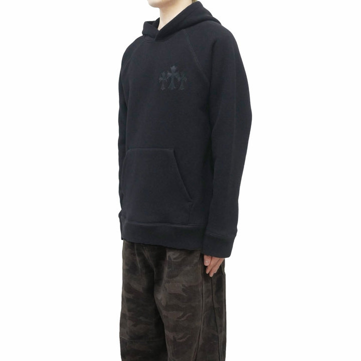 Chrome Hearts CH Logo Cross Leather Patch Black Pullover Hoodie - SHENGLI ROAD MARKET