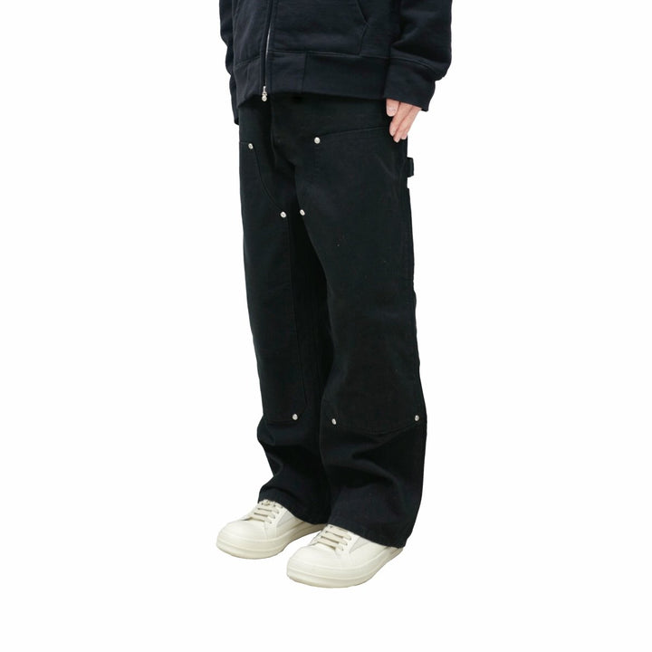 Chrome Hearts Double Knee Carpenter Black Canvas Pants - SHENGLI ROAD MARKET