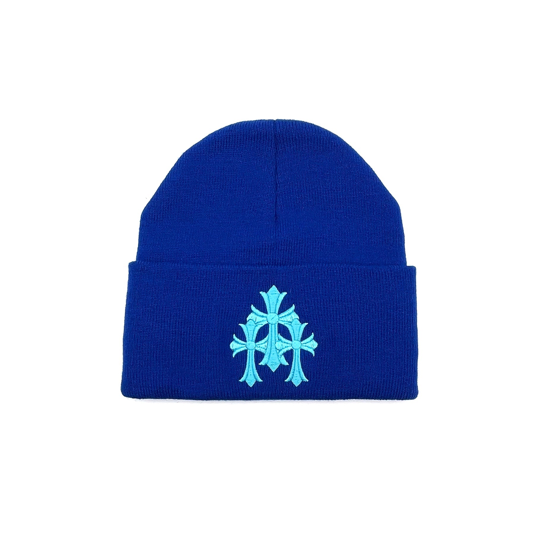 Chrome Hearts Embroidered Triple Crosses CH Logo Script Beanie