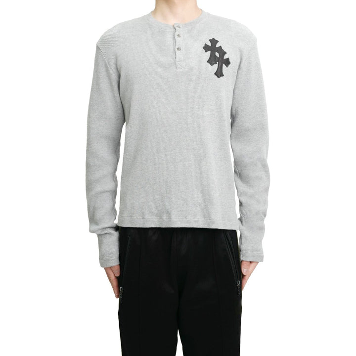 Chrome Hearts Gray Waffle Thermal Leather Cross Long Sleeve T-Shirt - SHENGLI ROAD MARKET