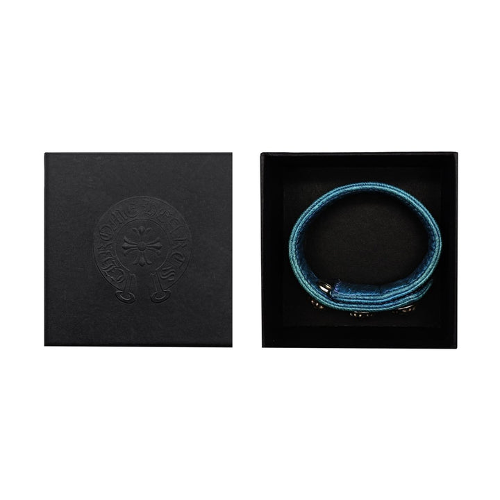 Chrome Hearts Green Silver Cross Button Leather Bracelet - SHENGLI ROAD MARKET