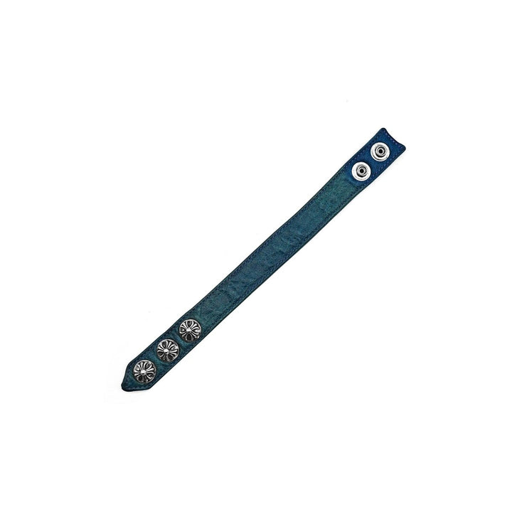 Chrome Hearts Green Silver Cross Button Leather Bracelet - SHENGLI ROAD MARKET