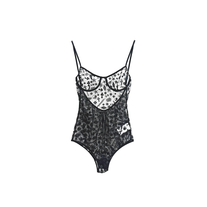 Chrome Hearts Intimates LACE TEDDY Embroidered Underwear Bodysuit - SHENGLI ROAD MARKET