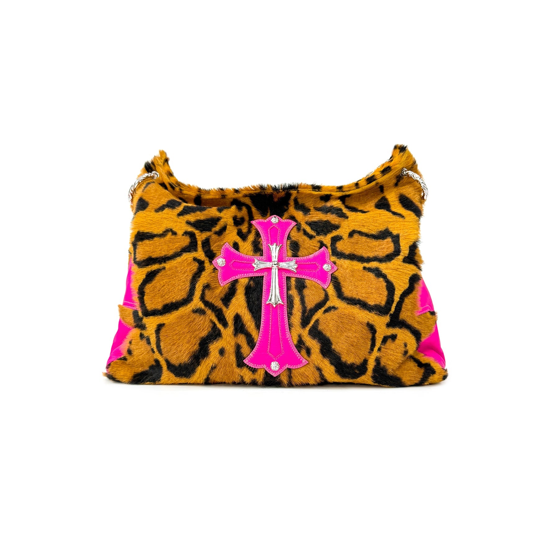 Chrome Hearts Leopard Pony Hair Silver Cross Lyon Bag - SRM