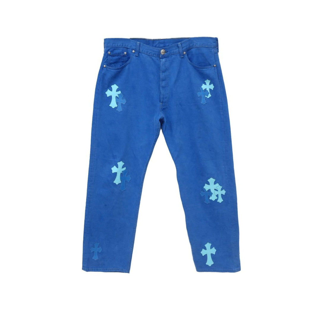Chrome Hearts London Exclusive Blue Cross Patch Jeans - SHENGLI ROAD MARKET