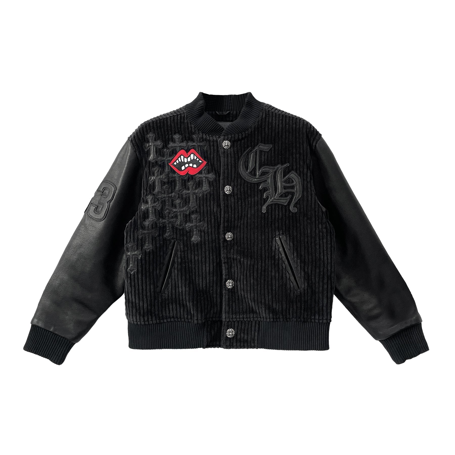 Chrome Hearts Matty Boy Lips クロスパッチ コーデュロイ レザー