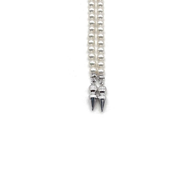 Chrome Hearts Mikimoto 18K White Gold Cross Bolo Tie Necklace - SHENGLI ROAD MARKET