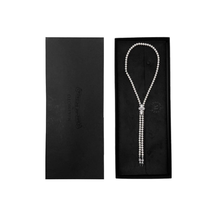 Chrome Hearts Mikimoto 18K White Gold Cross Bolo Tie Necklace - SHENGLI ROAD MARKET
