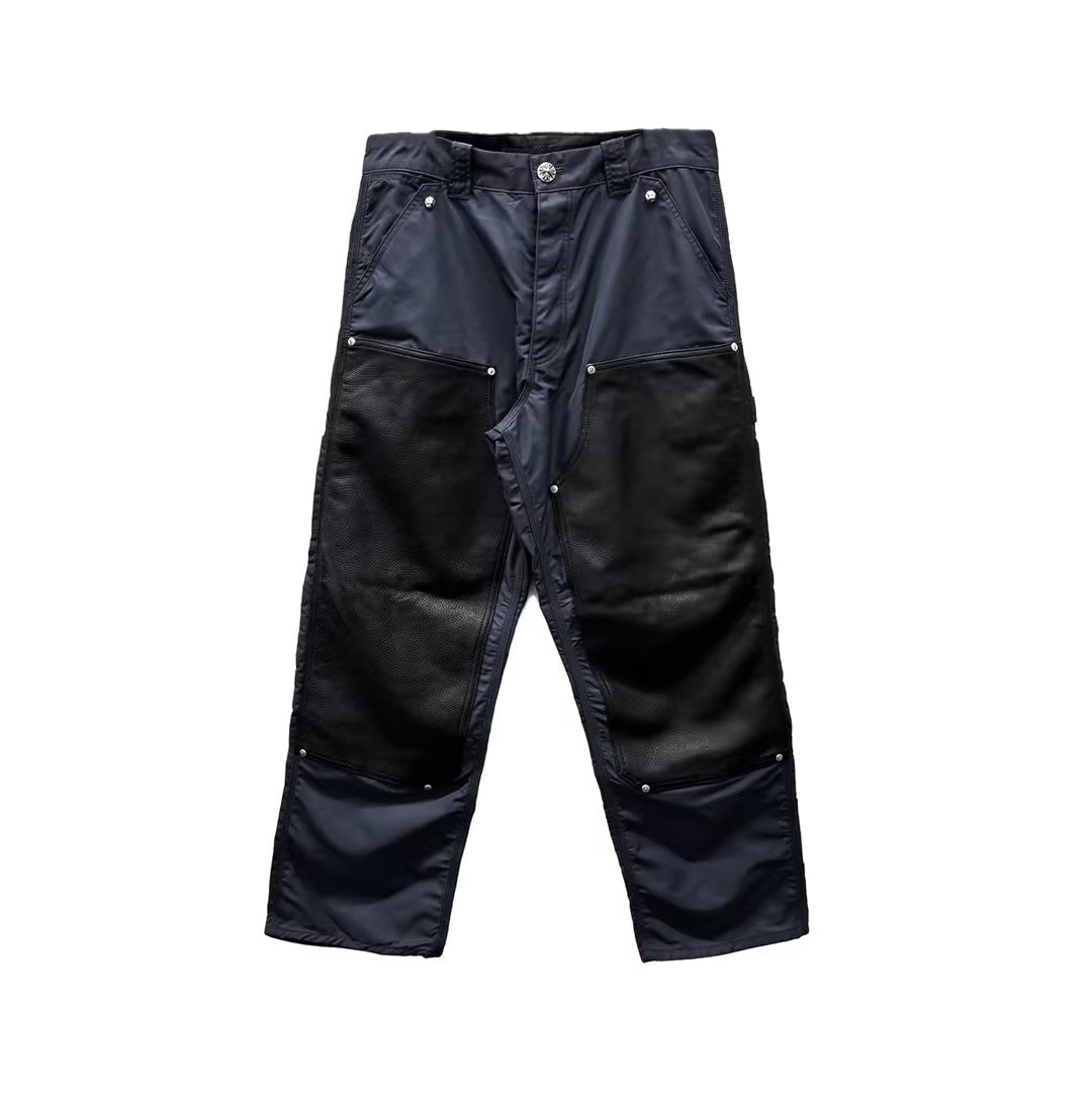 Chrome Hearts Navy Leather Double Knee Carpenter Pants - SRM