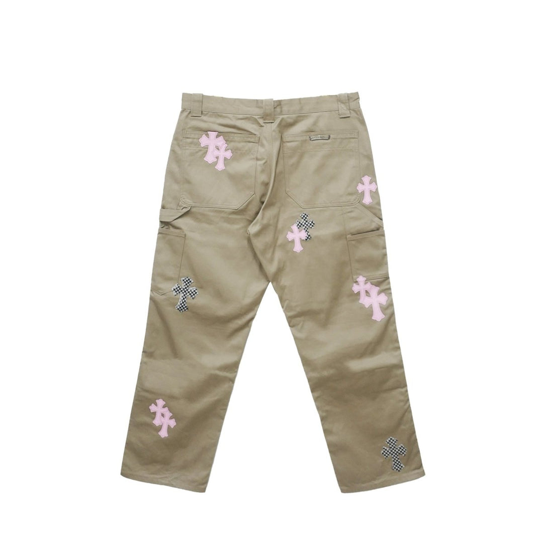 Chrome Hearts Pink Cross Leather Patch Carpenter Pants - SHENGLI ROAD MARKET