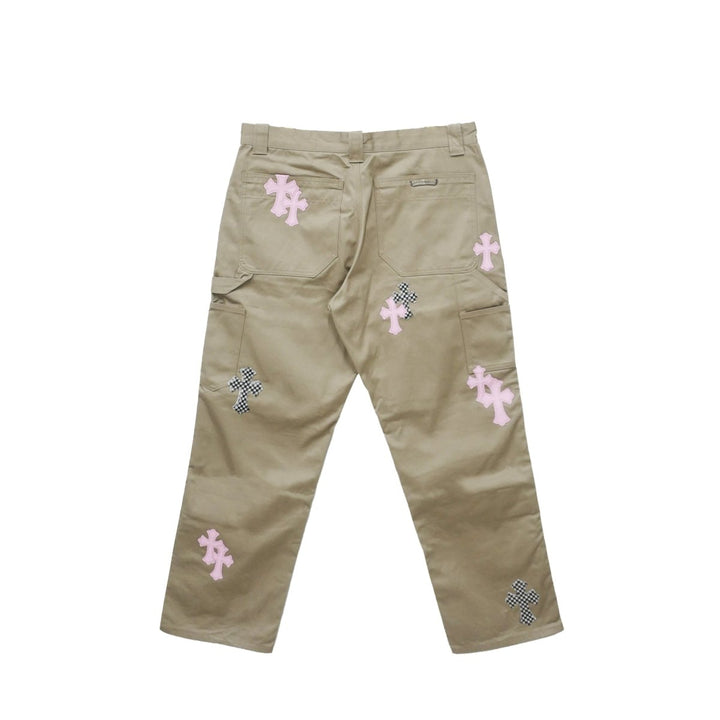 Chrome Hearts Pink Cross Leather Patch Carpenter Pants - SHENGLI ROAD MARKET