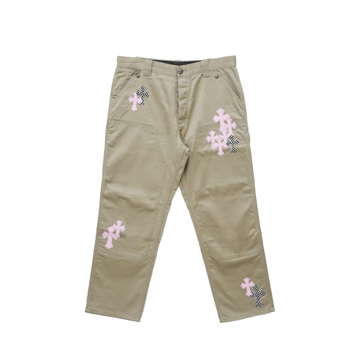 Chrome Hearts Pink Cross Leather Patch Carpenter Pants - SHENGLI ROAD MARKET
