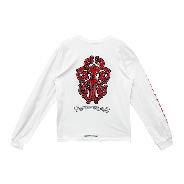 Chrome Hearts Red Dagger White Long Sleeve T-Shirt Tee - SHENGLI ROAD MARKET