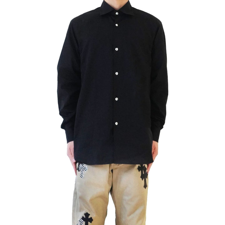 Chrome Hearts Silver BS Fleur Buttons Black Shirt - SHENGLI ROAD MARKET