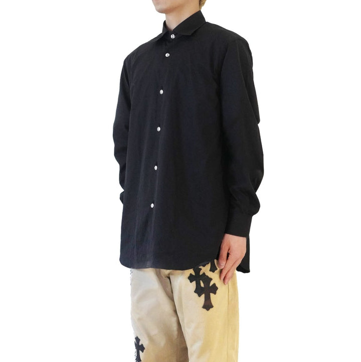 Chrome Hearts Silver BS Fleur Buttons Black Shirt - SHENGLI ROAD MARKET