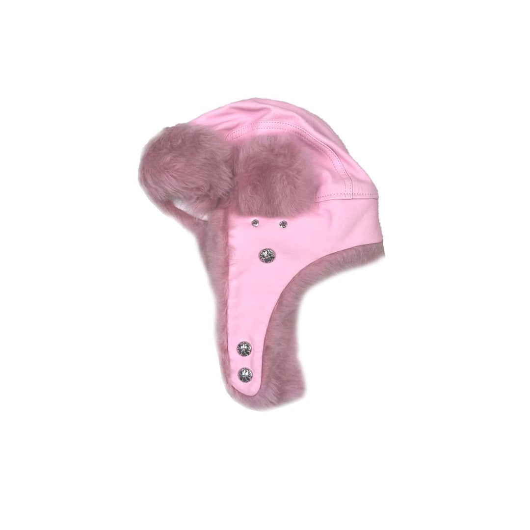Chrome Hearts Silver Button Pink Suede Leather Trapper Hat - SHENGLI ROAD MARKET