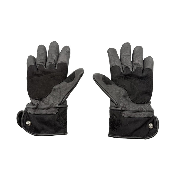 Chrome Hearts Silver Button Suede Leather Cross Motorcycle Gloves - SHENGLI ROAD MARKET