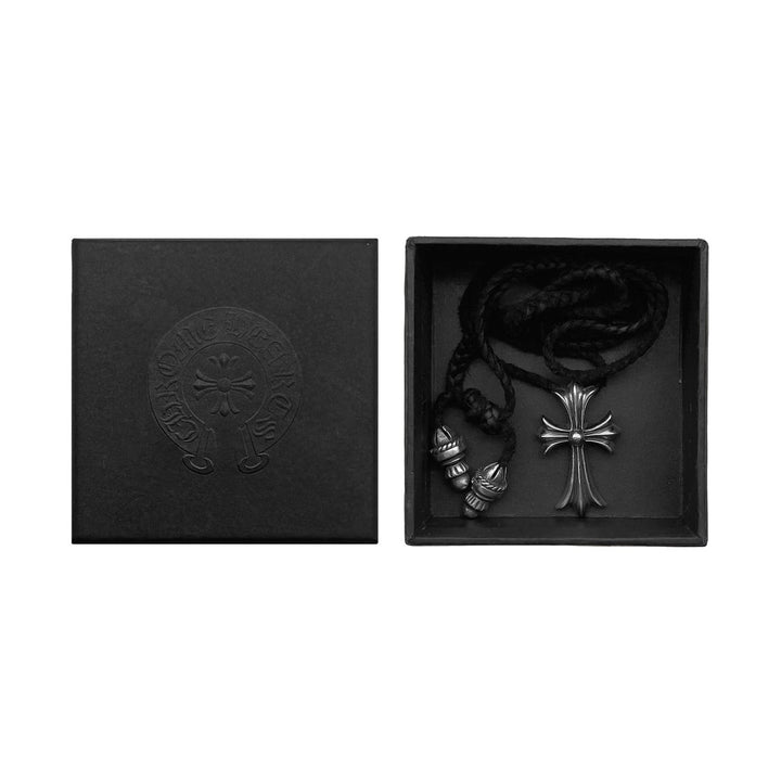 Chrome Hearts Silver Cross Leather Braids Necklace - SHENGLI ROAD MARKET