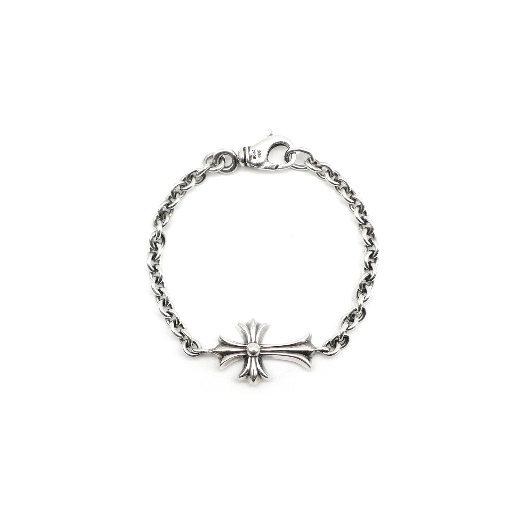 Chrome Hearts Silver Cross Chain Lobster Clasp Bracelet - SRM