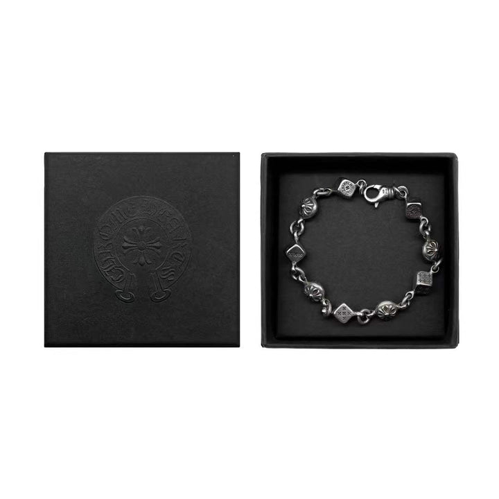 Chrome Hearts Silver Dice Cross Ball CH Lobster Clasp Bracelet - SHENGLI ROAD MARKET