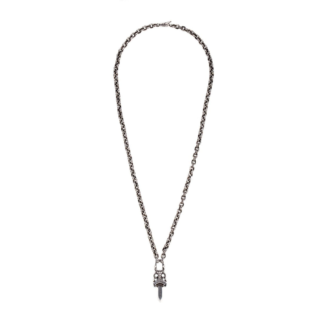 Chrome Hearts Silver Paperchain Necklace With Dagger Pendant - SHENGLI ROAD MARKET