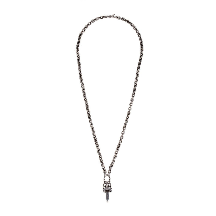 Chrome Hearts Silver Paperchain Necklace With Dagger Pendant - SHENGLI ROAD MARKET