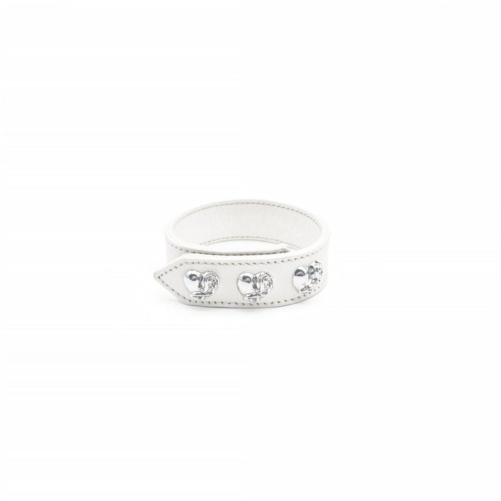 Chrome Hearts Silver Vine Heart White Leather Bracelet - SHENGLI ROAD MARKET