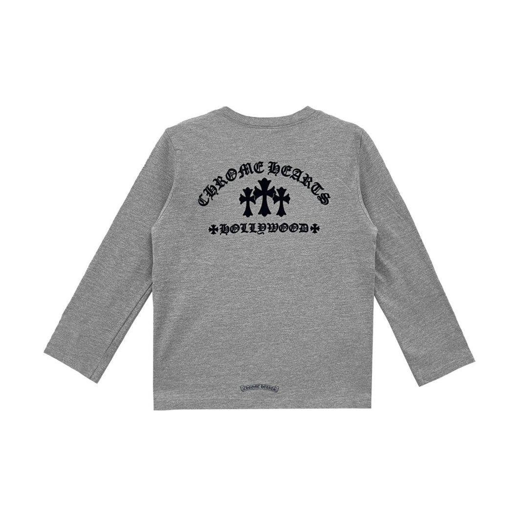 Chrome Hearts Triple Cross Hollywood Grey Long Sleeve T-Shirt Tee - SHENGLI ROAD MARKET
