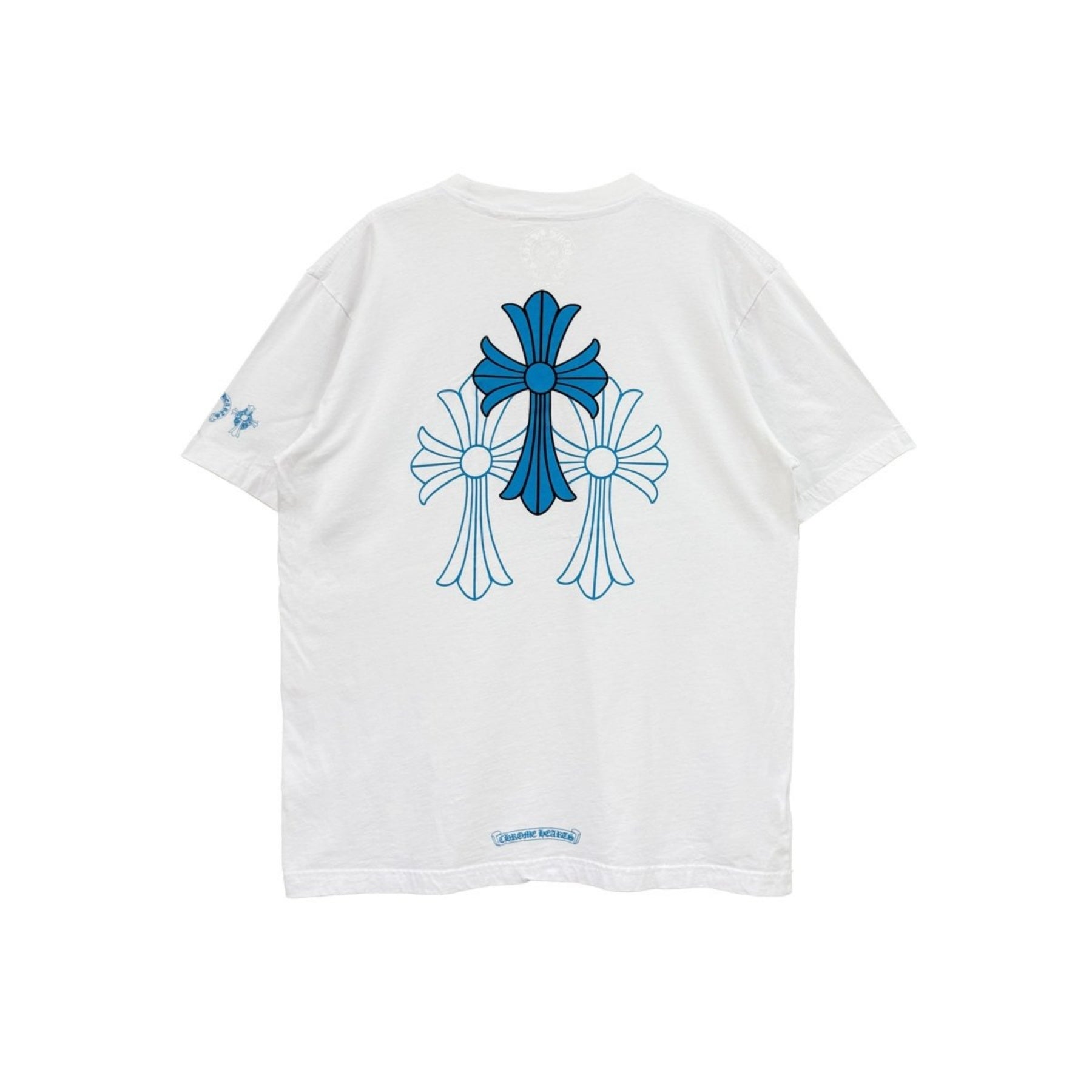 Chrome Hearts Triple Cross Logo White Short Sleeve T-shirt - SRM