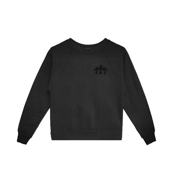 Chrome Hearts Triple Cross Velet CH Black Sweatershirt - SHENGLI ROAD MARKET