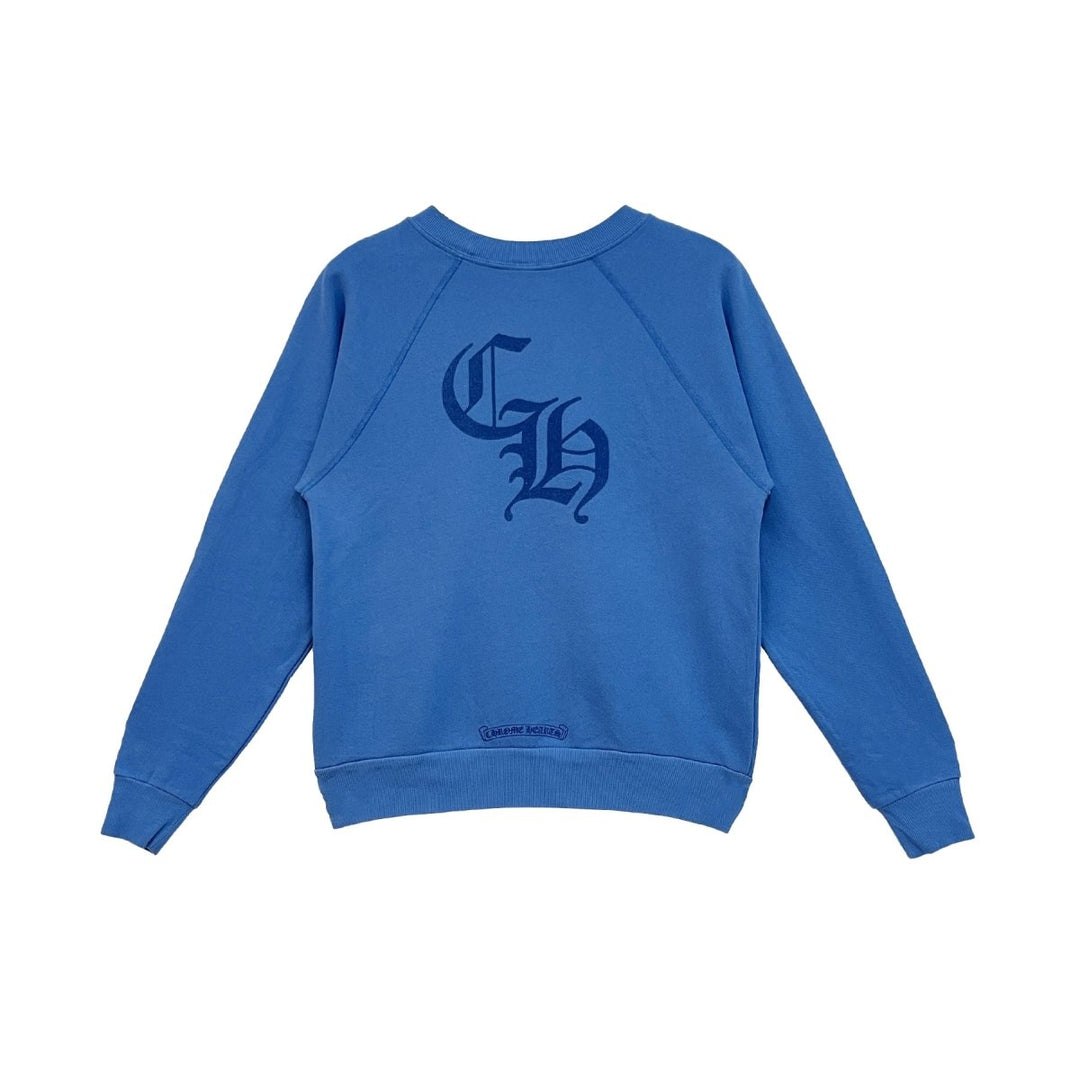 Chrome Hearts Triple Cross Velvet CH Blue Sweatshirt - SHENGLI ROAD MARKET