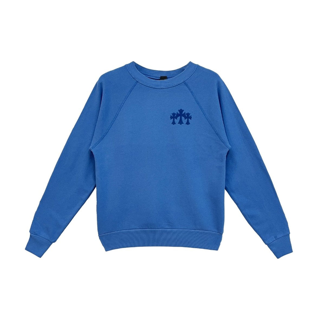 Chrome Hearts Triple Cross Velvet CH Blue Sweatshirt - SHENGLI ROAD MARKET