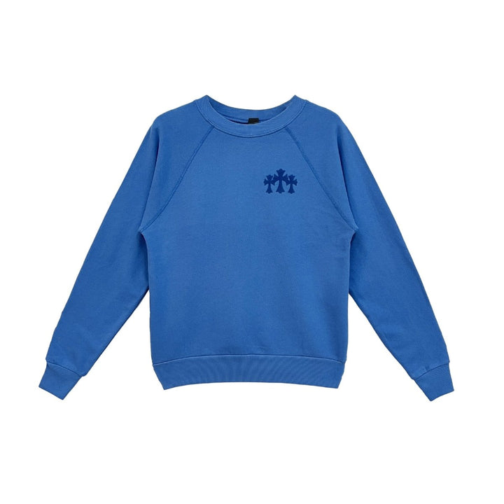 Chrome Hearts Triple Cross Velvet CH Blue Sweatshirt - SHENGLI ROAD MARKET
