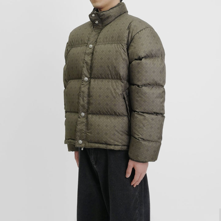 Chrome Hearts Unisex Olive Tonal Monogram Cross Pattern Puffer Down Jacket - SHENGLI ROAD MARKET