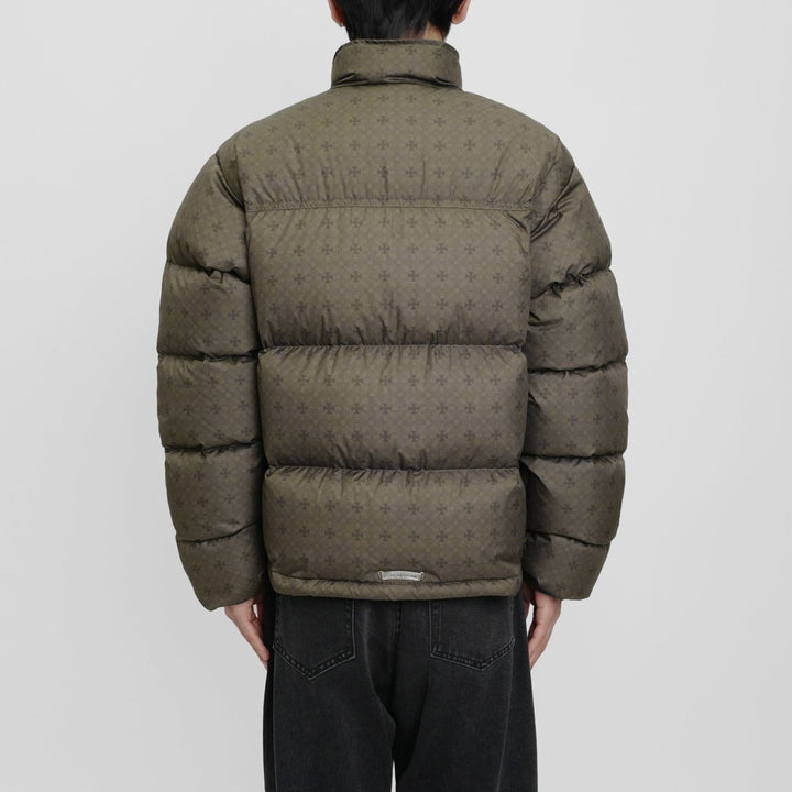 Chrome Hearts Unisex Olive Tonal Monogram Cross Pattern Puffer Down Jacket - SHENGLI ROAD MARKET