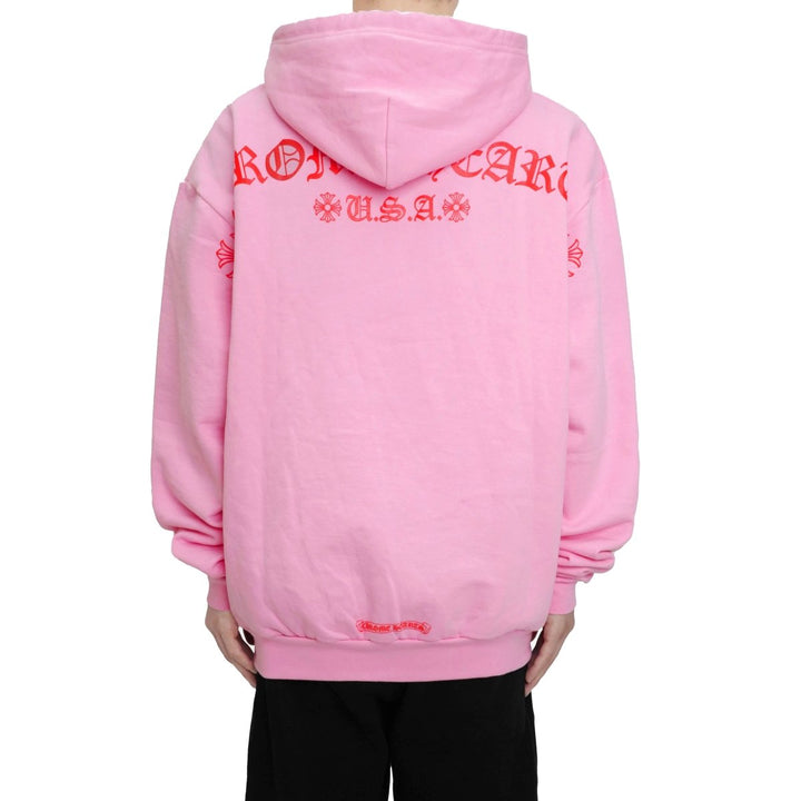 Chrome Hearts USA Script Logo Pink Pullover Hoodie - SHENGLI ROAD MARKET