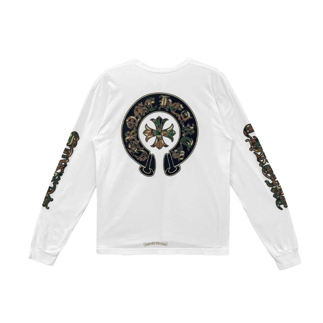 Chrome Hearts White Camo Triple Cross Horseshoe Long Sleeve Shirt - SHENGLI ROAD MARKET