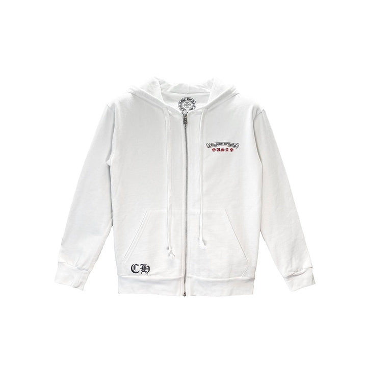 Chrome Hearts White USA Flag Logo Zip Up Hoodie - SHENGLI ROAD MARKET