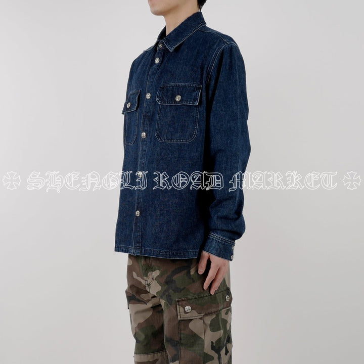 Chrome Hearts Work Dog Quilted Denim Shirt Jacket - SHENGLI ROAD MARKET