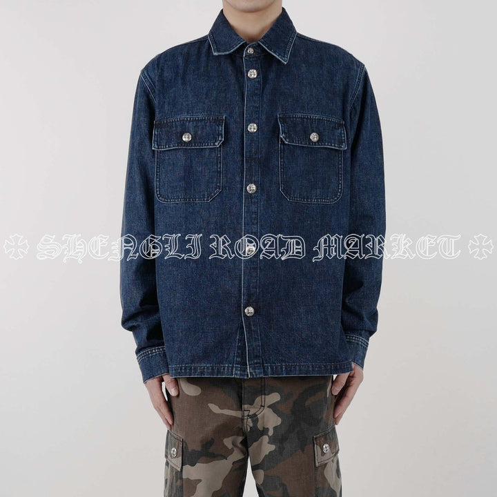 Chrome Hearts Work Dog Quilted Denim Shirt Jacket - SHENGLI ROAD MARKET