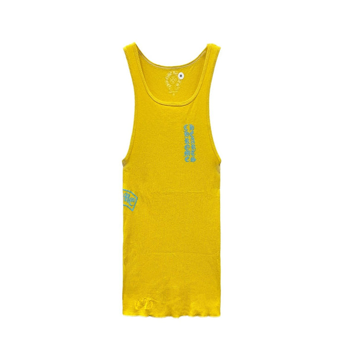 Chrome Hearts Yellow T-Bar Script Logo Tank Top - SHENGLI ROAD MARKET