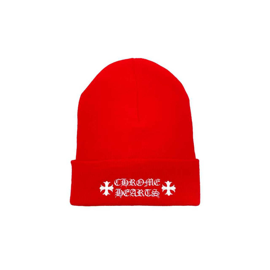 Chrome Hearts Embroidered Red Beanie