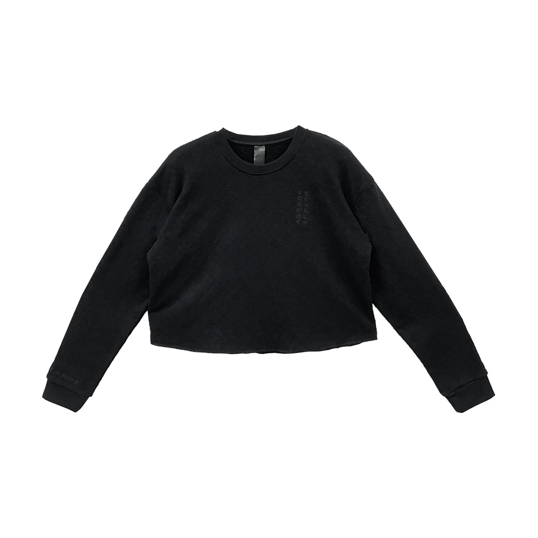 Chrome Hearts Tonal Monogram Cross Black Cropped Sweatshirt