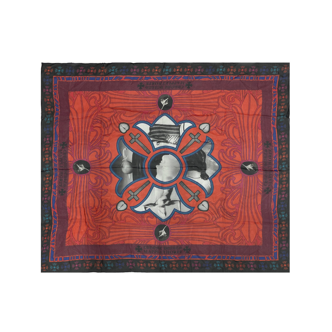 Chrome Hearts Mapplethorpe Multi-Color Cross Red Silk Scarf
