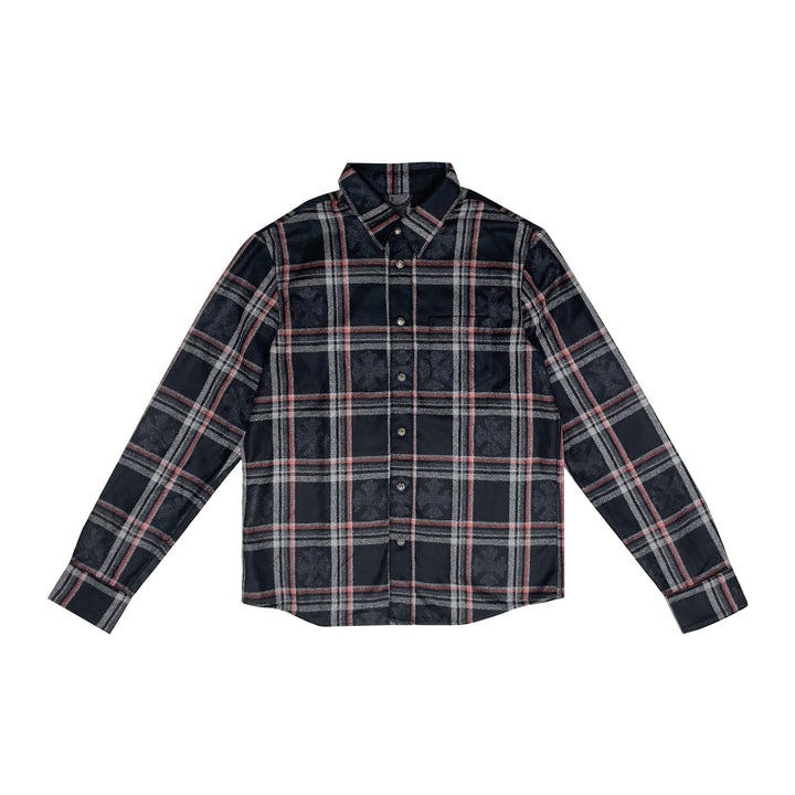 Chrome Hearts Gas Station Plaid Cashmere Cross Patch Shirt