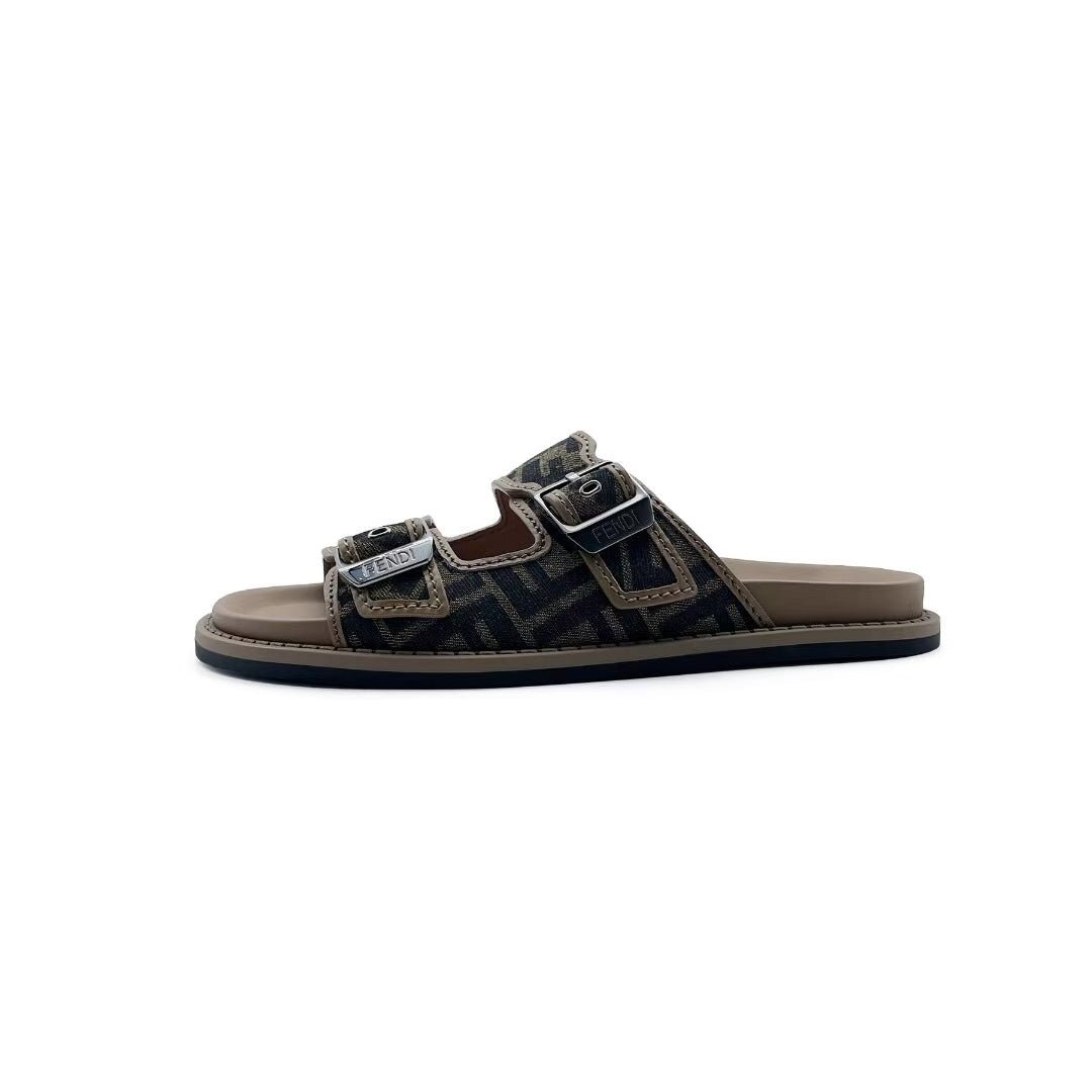 Fendi FF Leather Jacquard Sandals - SRM – SHENGLI ROAD MARKET