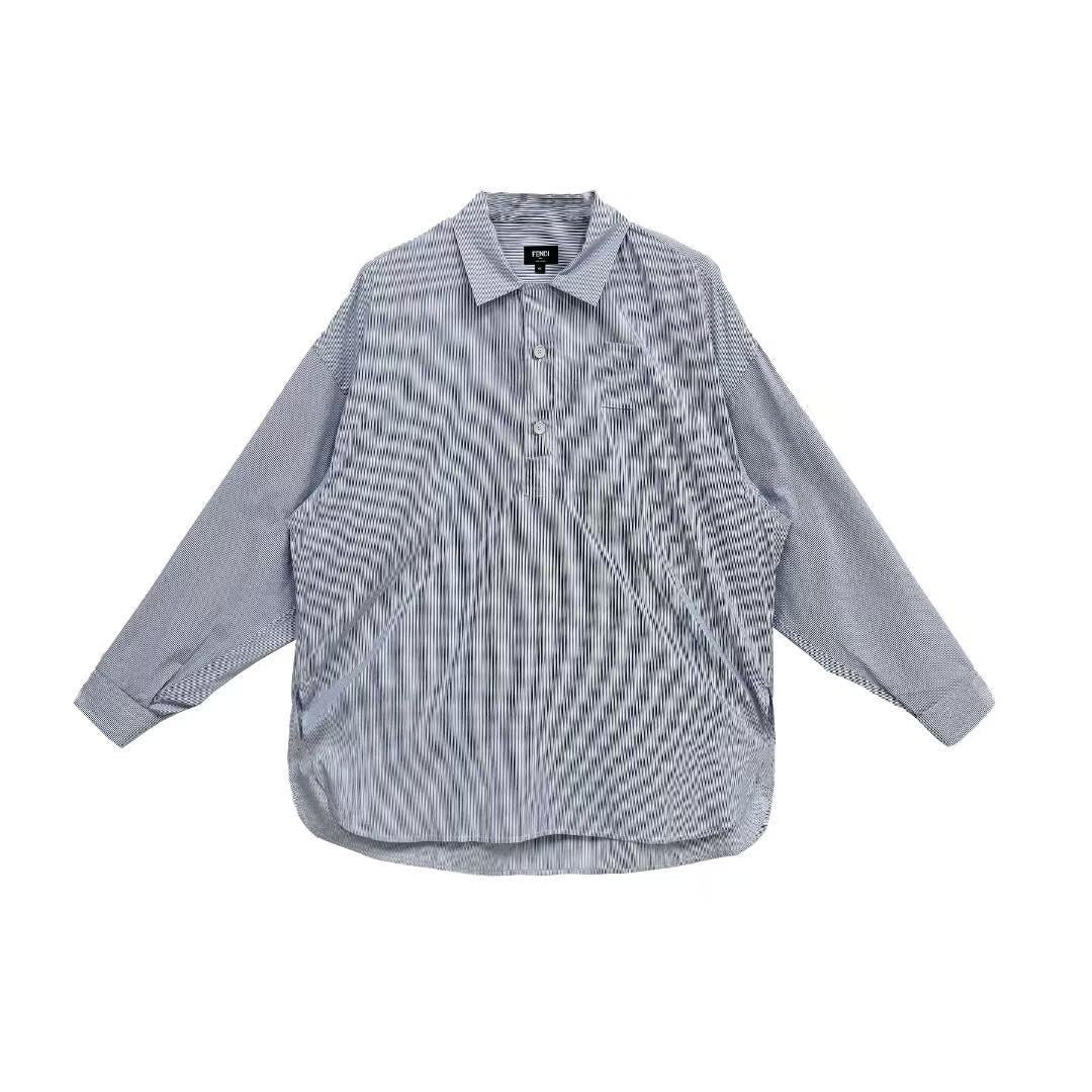 Fendi Striped Half-Placket Relaxed Shirt - SRM – SHENGLI