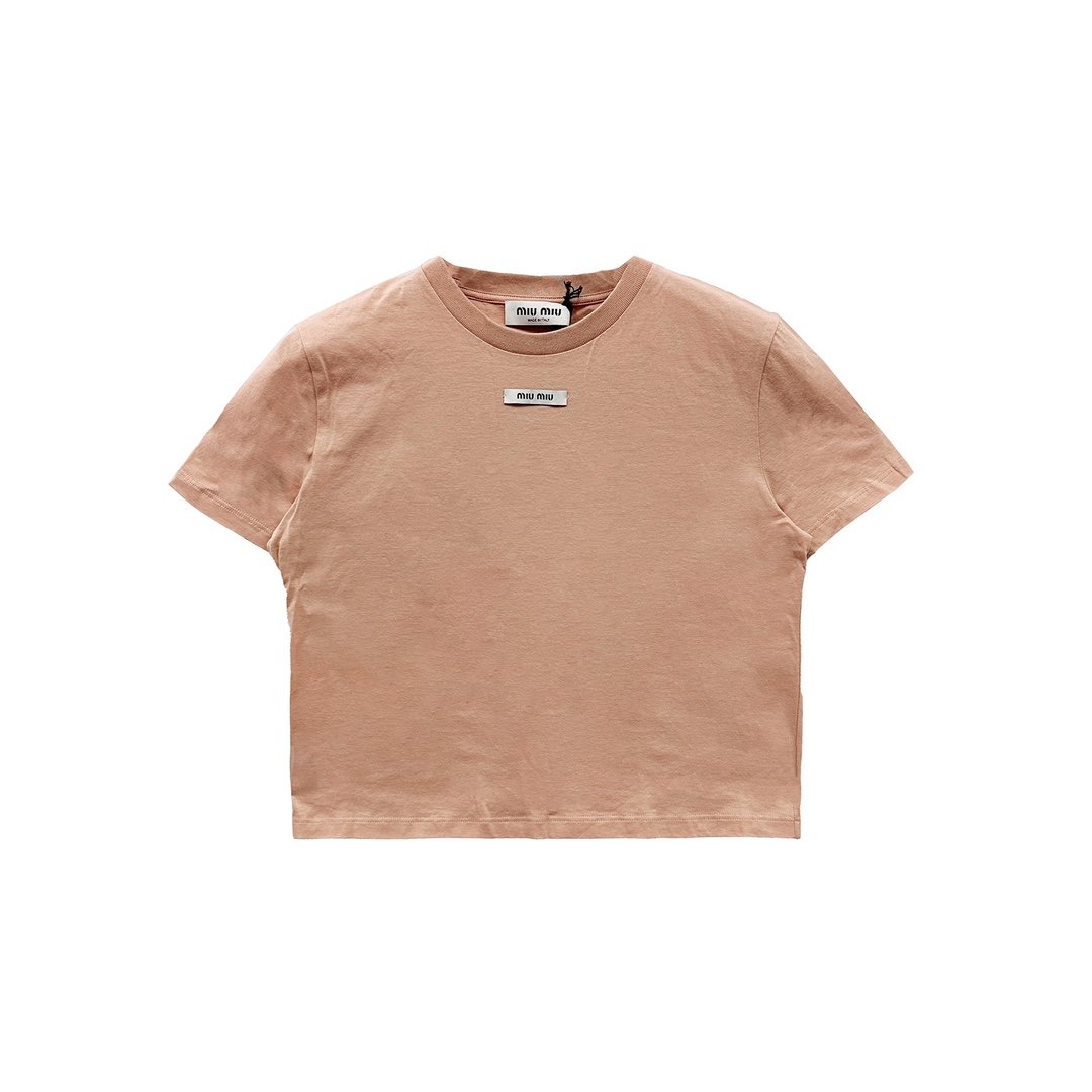☆関税込☆MIUMIU★Embroidered logo cotton short sleeve TEE★ Miu Miu logo-embroidered Cotton T-shirt | White | FARFETCH