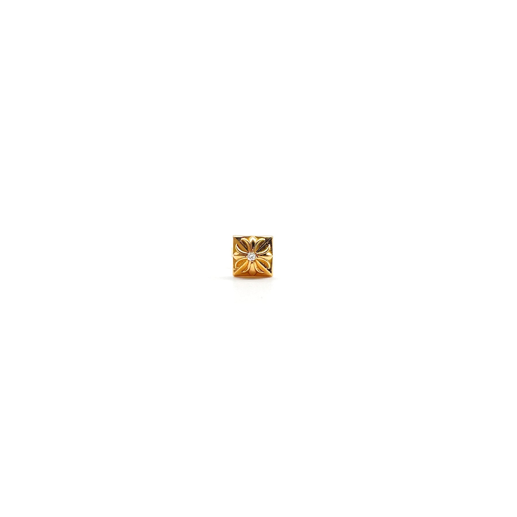 Chrome Hearts 22K Gold Diamond Pyramid Cross Earring Stud