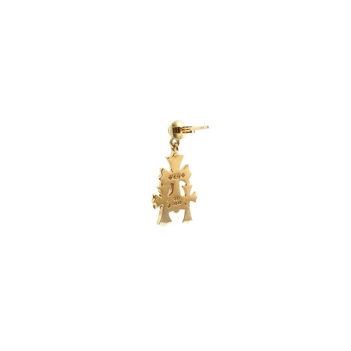 Chrome Hearts 22K Gold Diamonds Triple Cross Earring - SHENGLI ROAD MARKET